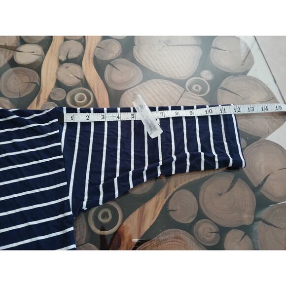 Joules Oversized Nautical Leia Stripe V-neck Shirt Navy White Plus Size 14 - Picture 6 of 10